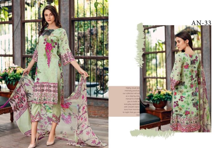 Elegant Embroidered Lawn Dress with Lawn Dupatta