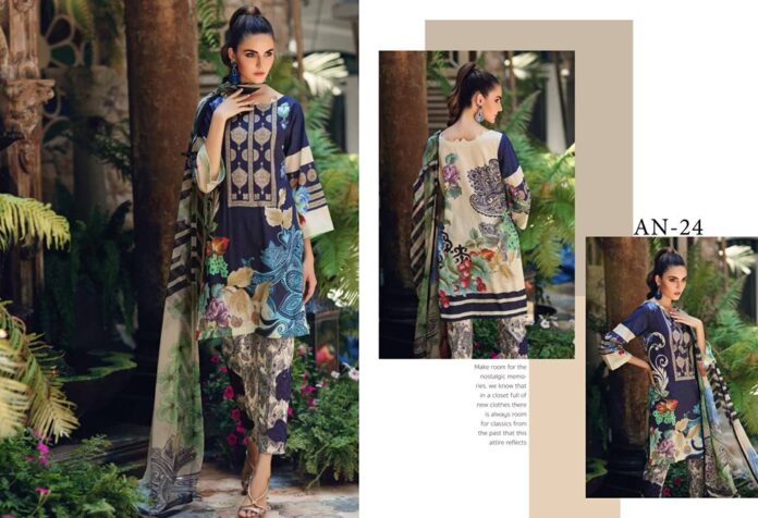 Embroidered Lawn Dress with Chiffon Dupatta