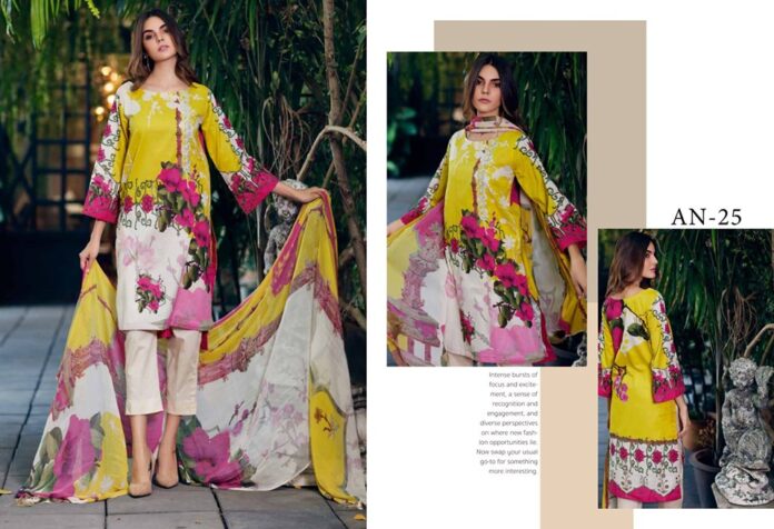 Embroidered Lawn Suit with Chiffon Dupatta