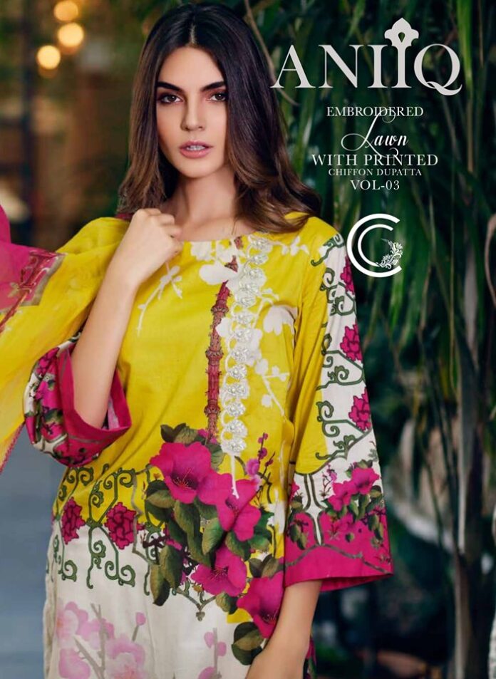 Heavy Embroidered Lawn Dress with Chiffon Dupatta by Charizma