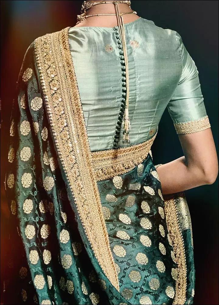 Green-Blouse-Designs-For-Silk-Sarees