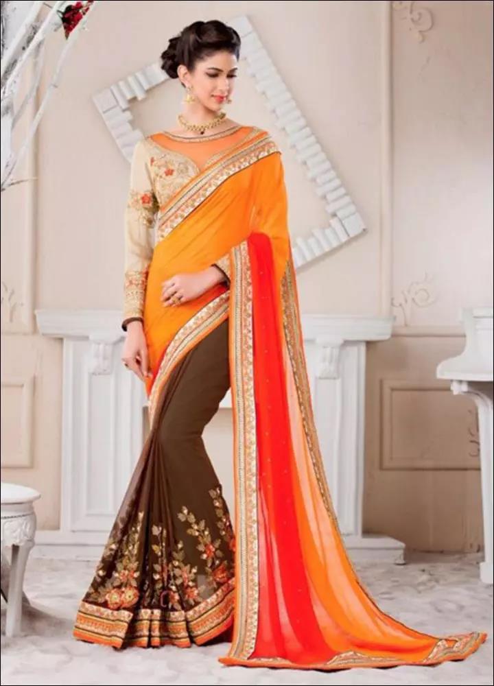 Orange-Blouse-Designs-For-Silk-Sarees