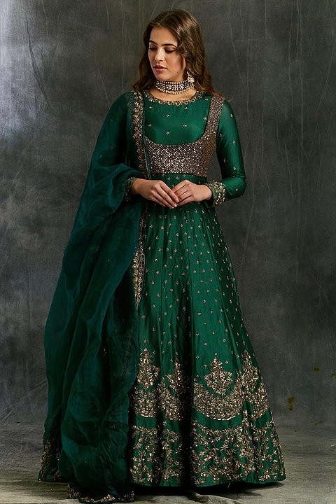 dark-green-emerald-anarkali-with-black-koti