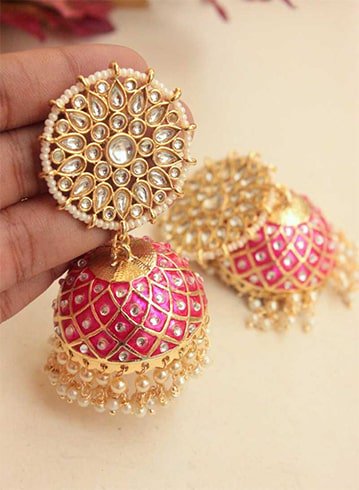 jhumkas-with-kundan-work