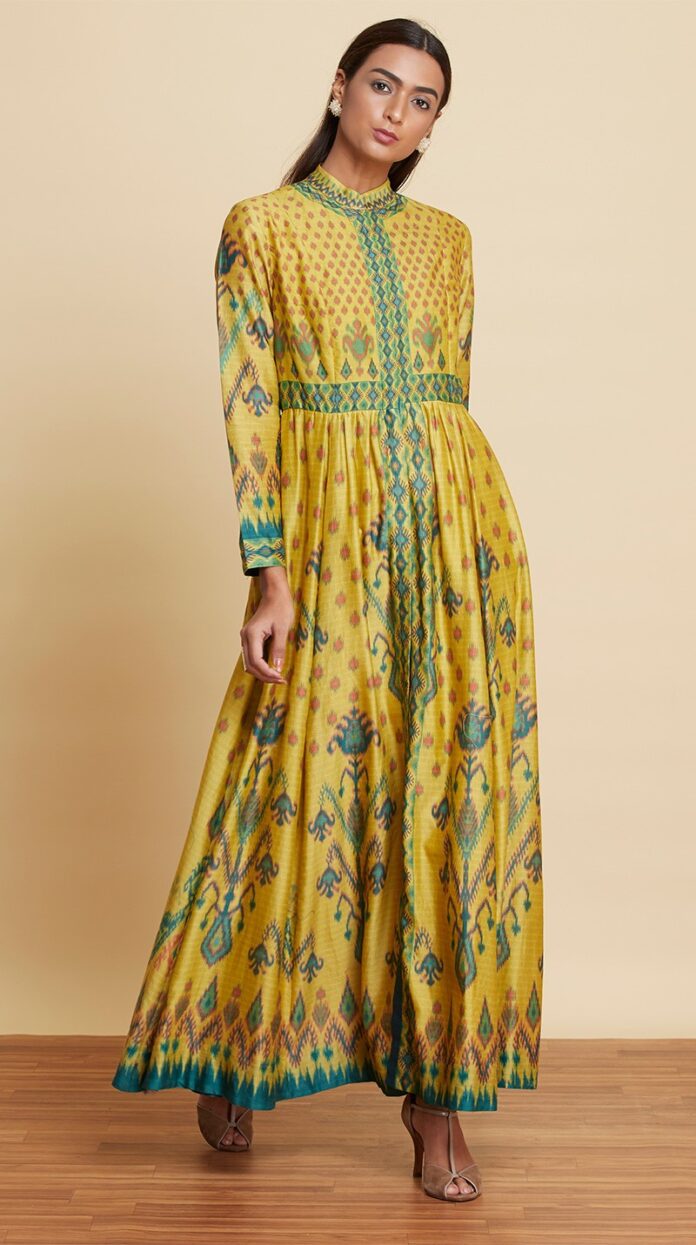 olive-green-ikat-anarkali