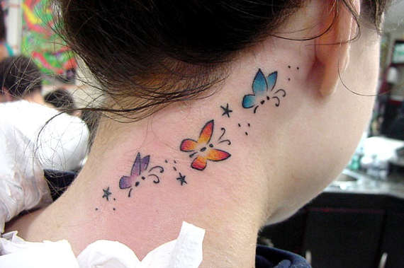 Butterfly tattoo for girls on neck