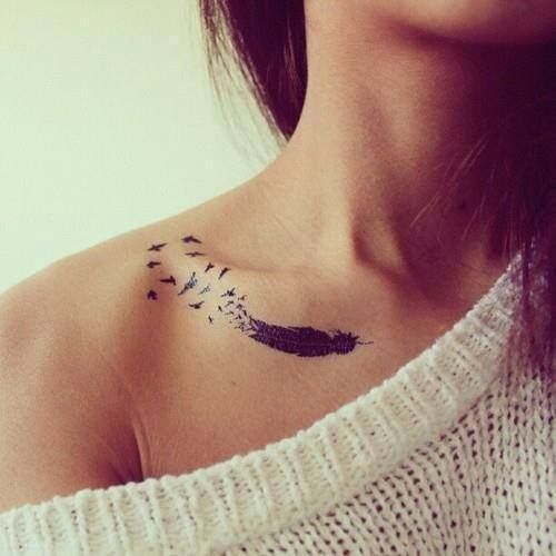 Collar Bone Tattoos Idea for Women and Girls