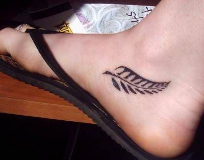 Feather Fern tattoo on foot