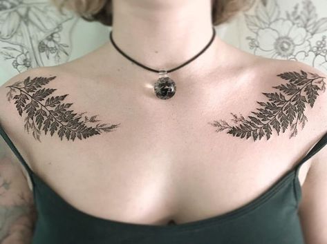 fern leaf shoulder tattoos