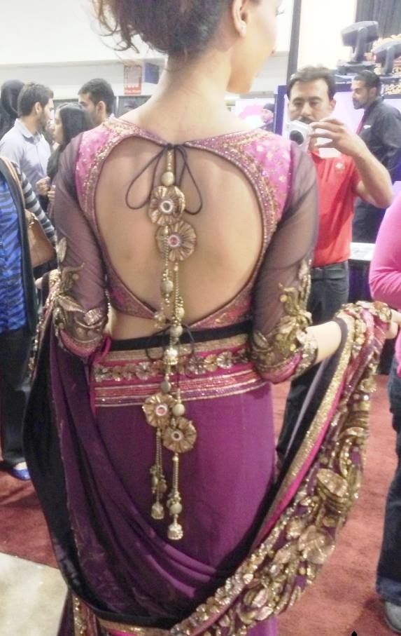 Backless Blouse Along with Large Stones