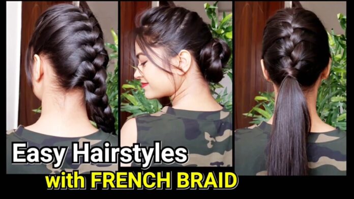 French Braid Hairstyle for Saree