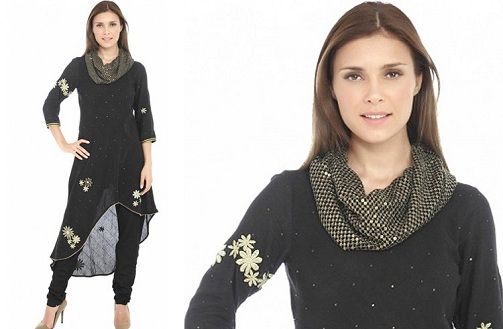 pretty-cowl-black-kurti-neck-designs