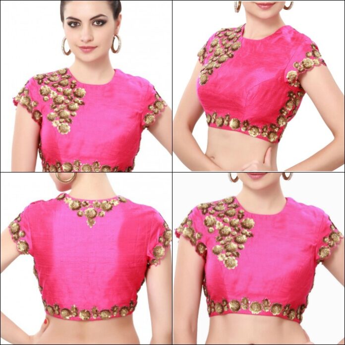 latest-pink-high-neck-embroidered-blouse