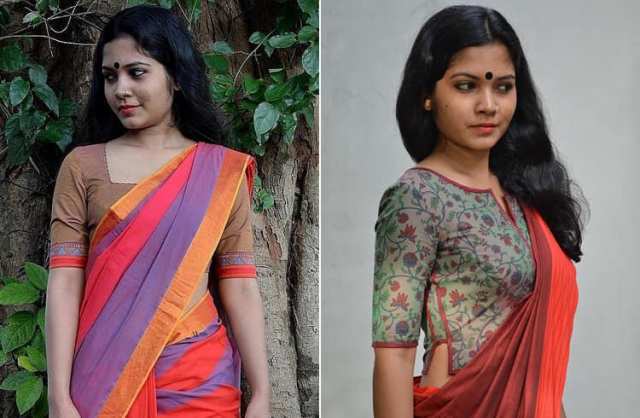plain-cotton-saree-blouse-designs