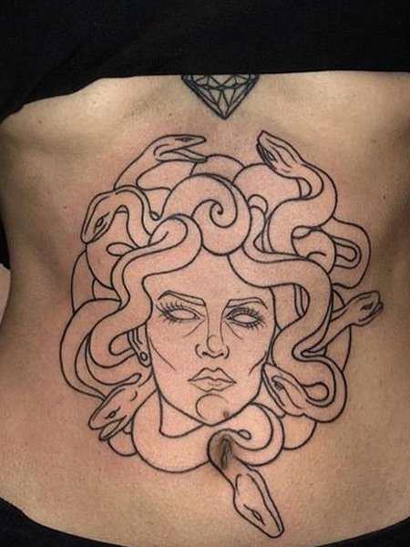 medusa-stomach-tattoo-design